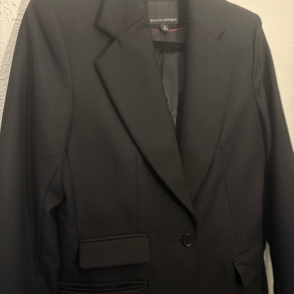 Banana Republic Lido Blazer Women's 10 Black Sculpted Italian Wool - Picture 3 of 5